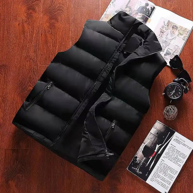 White Vest Jacket Men Slim Fit Stand Collar Sleeveless Puffer Jackets Spring Autumn Casual Waistcoat Men Warm Coat 2023 Trends