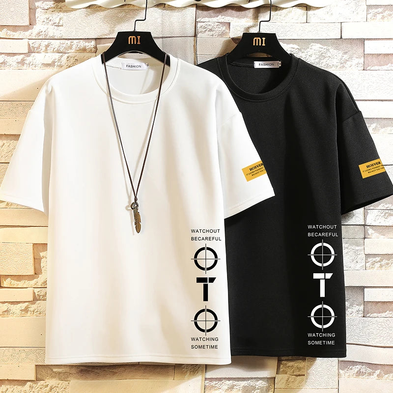 Short Sleeve T Shirt Men'S for 2024 Summer Print Black White Tshirt Top Tees Brand Fashion Clothes plus Size M-5XL O NECK