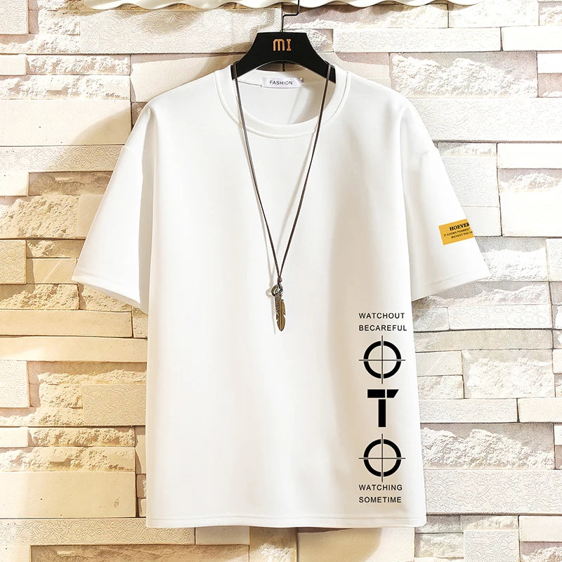 Short Sleeve T Shirt Men'S for 2024 Summer Print Black White Tshirt Top Tees Brand Fashion Clothes plus Size M-5XL O NECK