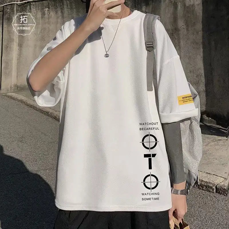 Short Sleeve T Shirt Men'S for 2024 Summer Print Black White Tshirt Top Tees Brand Fashion Clothes plus Size M-5XL O NECK